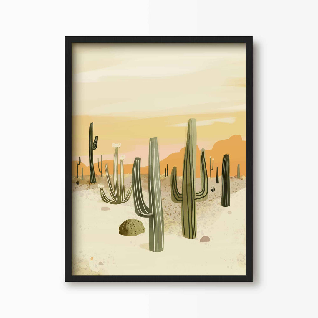 Green Lili 30x40cm (12x16") / Black Frame Morocco Desert Cactus Art Print