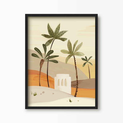Green Lili 30x40cm (12x16") / Black Frame Morocco Desert Palms Art Print