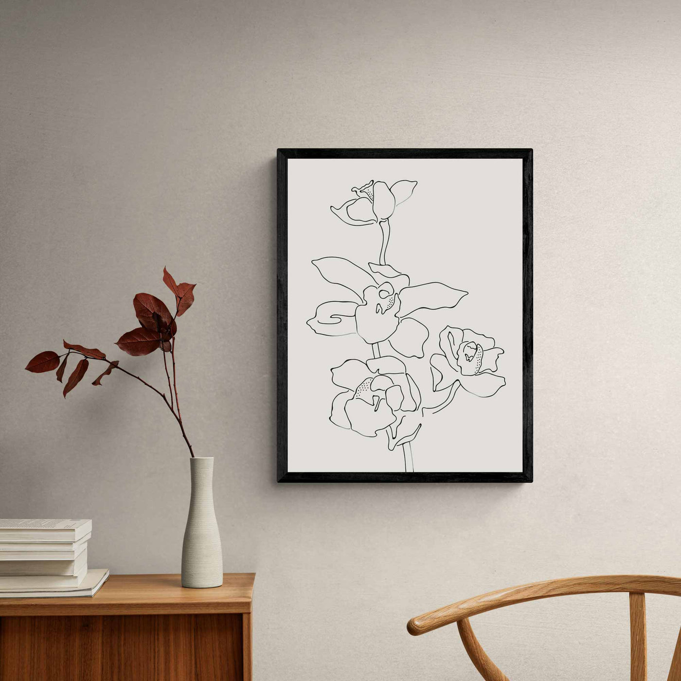 Orchid Flowers 2 Line Art Print | Green Lili