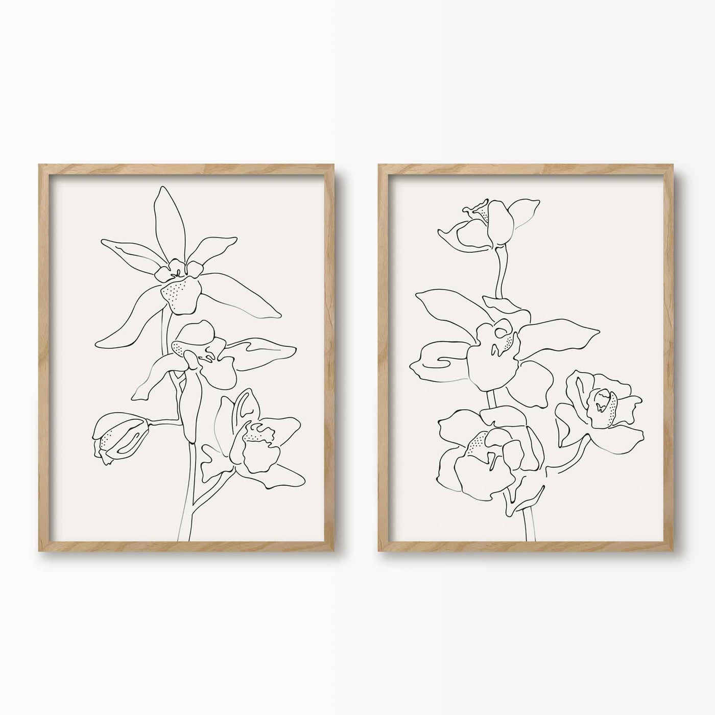 Green Lili Orchid Flowers Wall Art Set