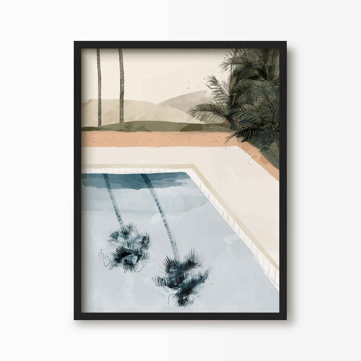 Green Lili 30x40cm (12x16") / Black Frame Palm Springs Poolside Art Print