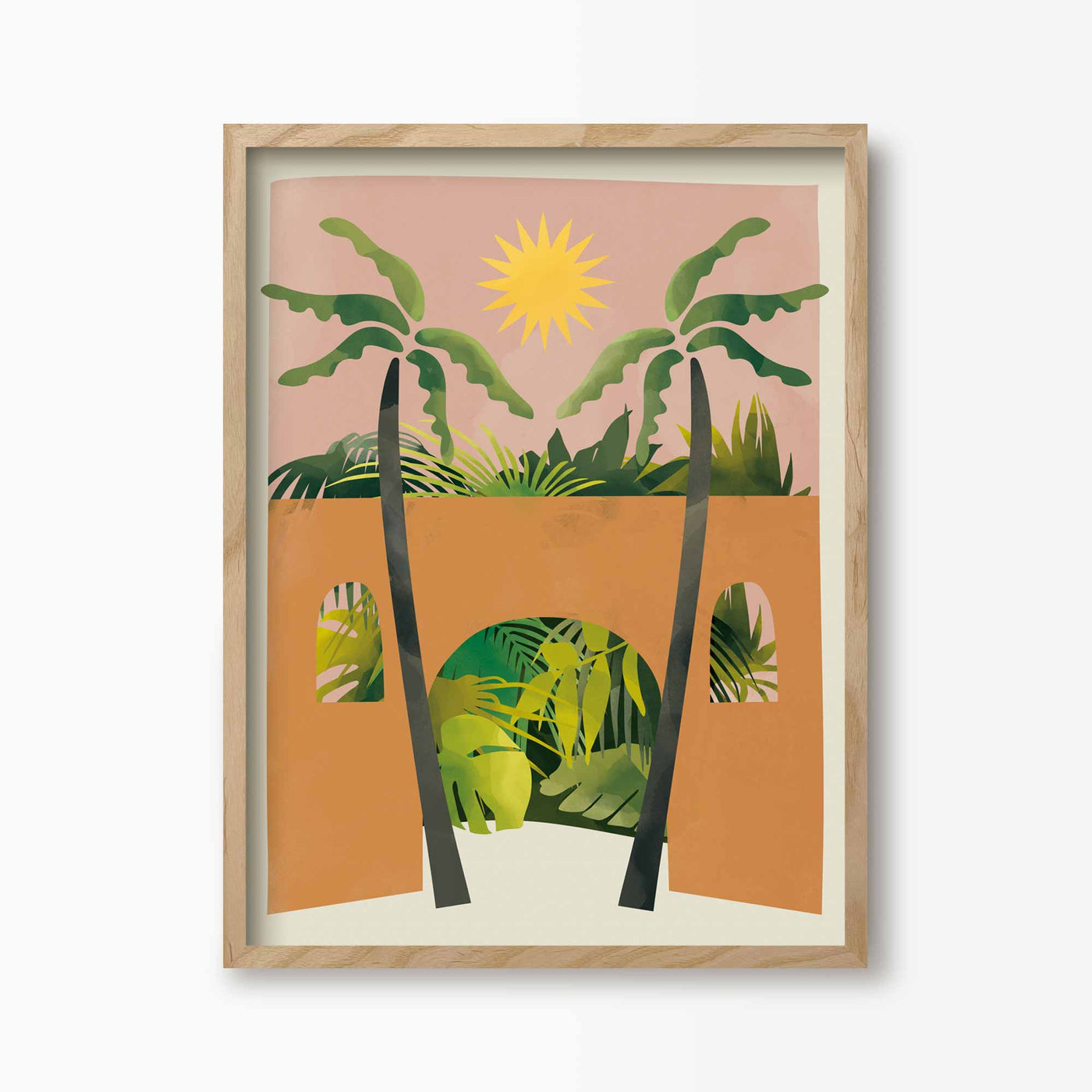 Green Lili 30x40cm (12x16") / Natural Frame Path To The Jungle Art Print
