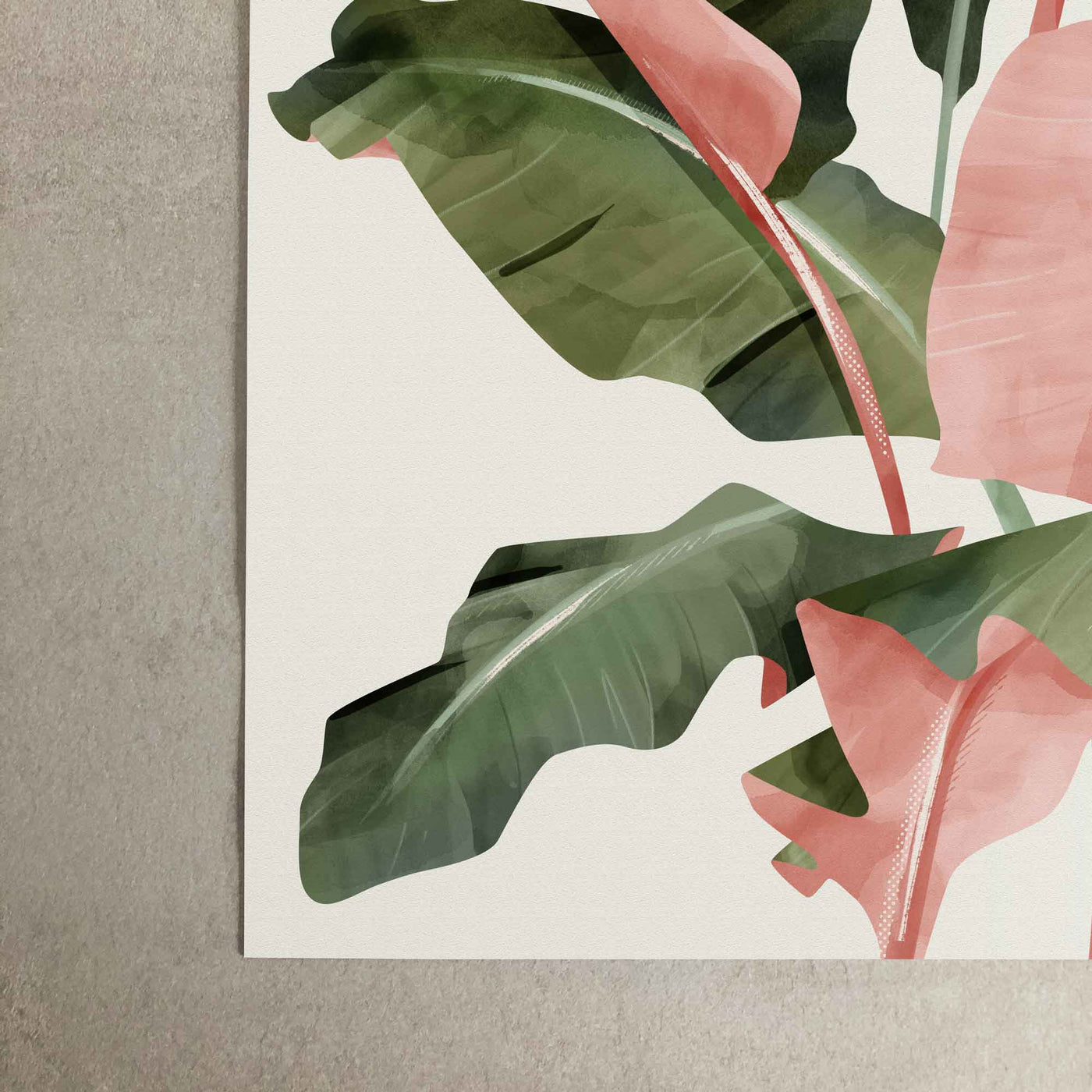 Green Lili Pink Banana Leaves Print