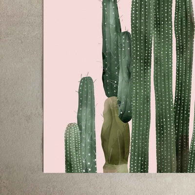 Green Lili Pink Cactus Print