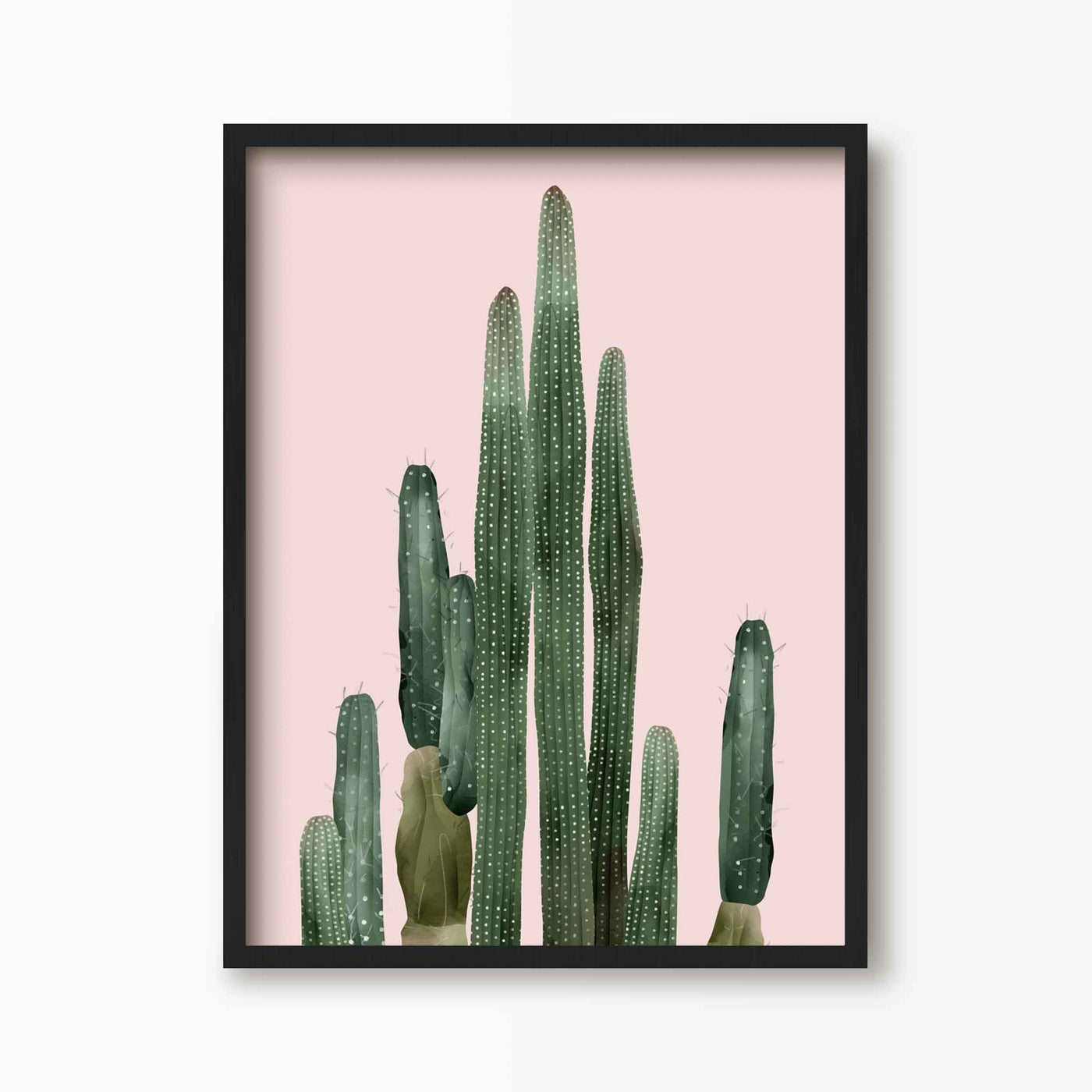 Green Lili 30x40cm (12x16") / Black Frame Pink Cactus Print