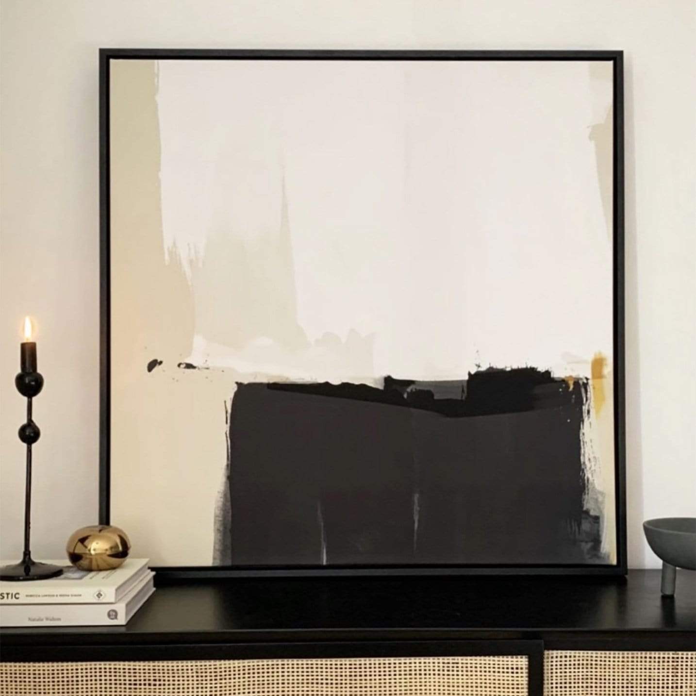 Green Lili Quiet Mind Framed Abstract Canvas Art