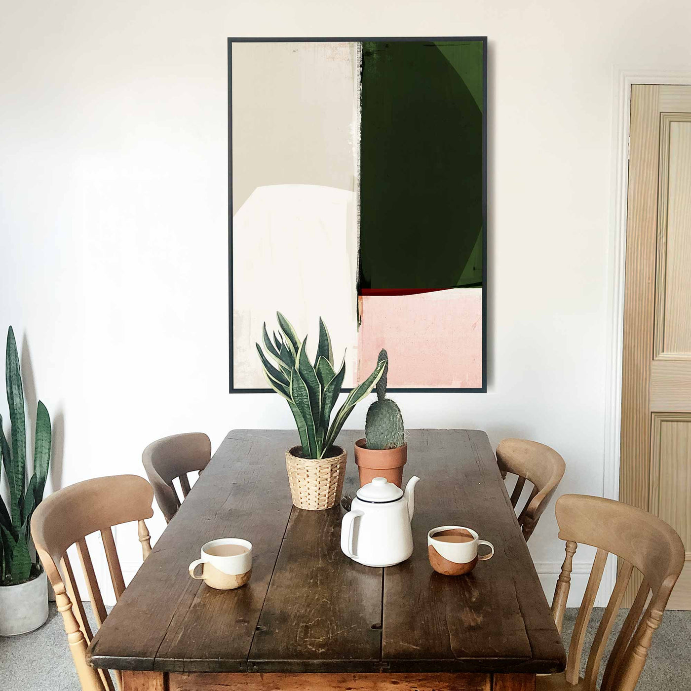 Green Lili Reconnect Framed Abstract Canvas Art