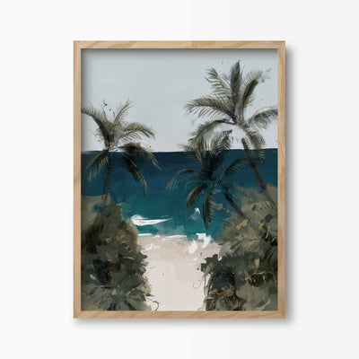 Green Lili 30x40cm (12x16") / Natural Frame Sea You There Beach Art Print