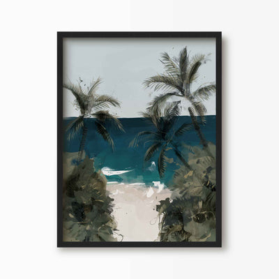 Green Lili 30x40cm (12x16") / Black Frame Sea You There Beach Art Print