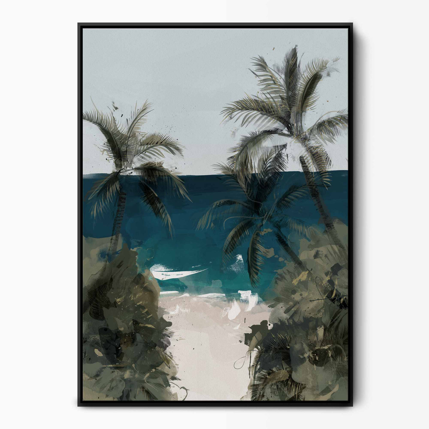 Green Lili Sea You There Framed Beach Canvas Art