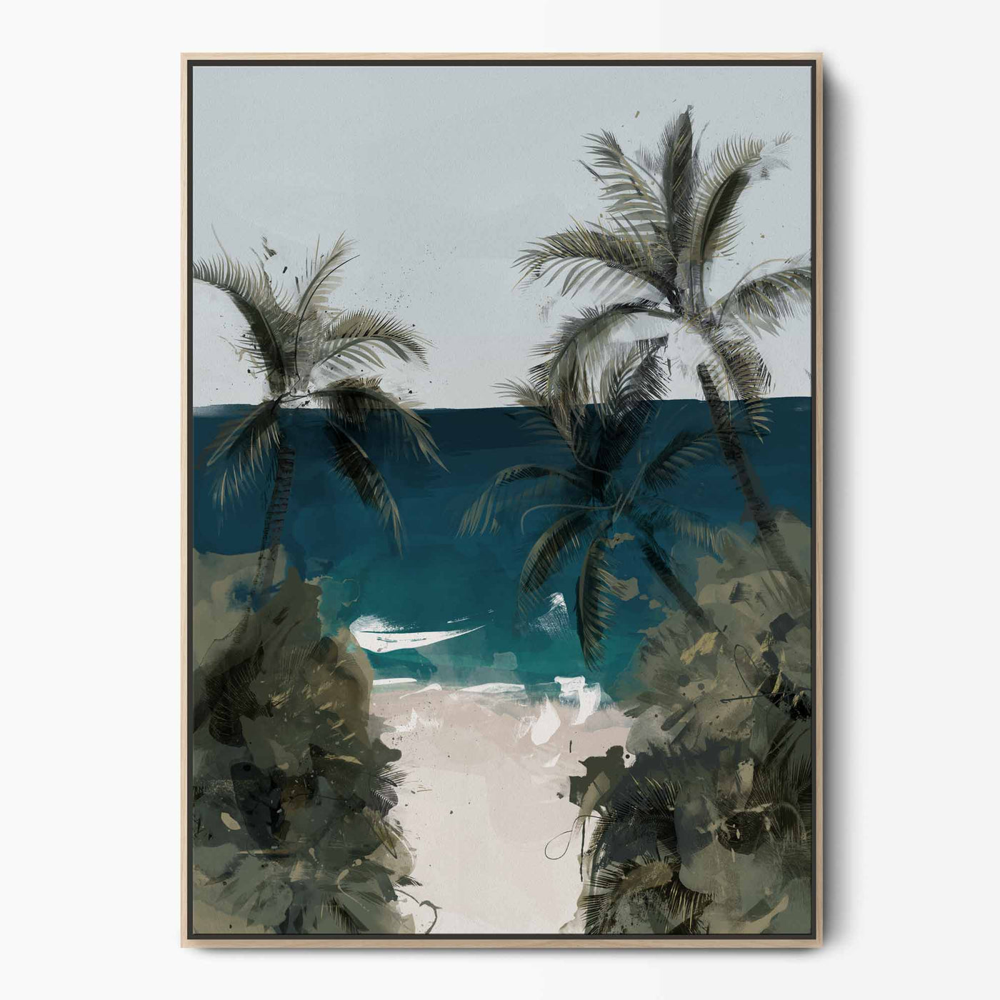 Green Lili Large / Natural* Sea You There Framed Beach Canvas Art