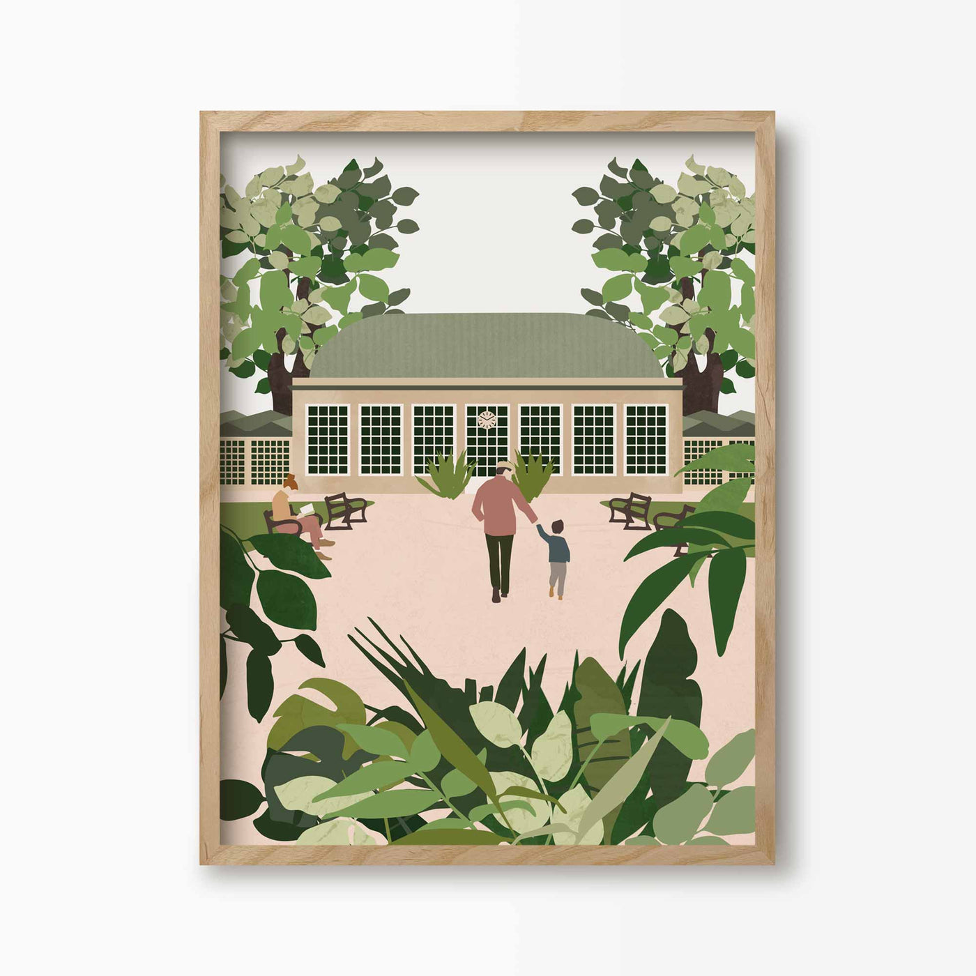 Green Lili 30x40cm (12x16") / Natural Frame Sheffield Botanical Gardens Print