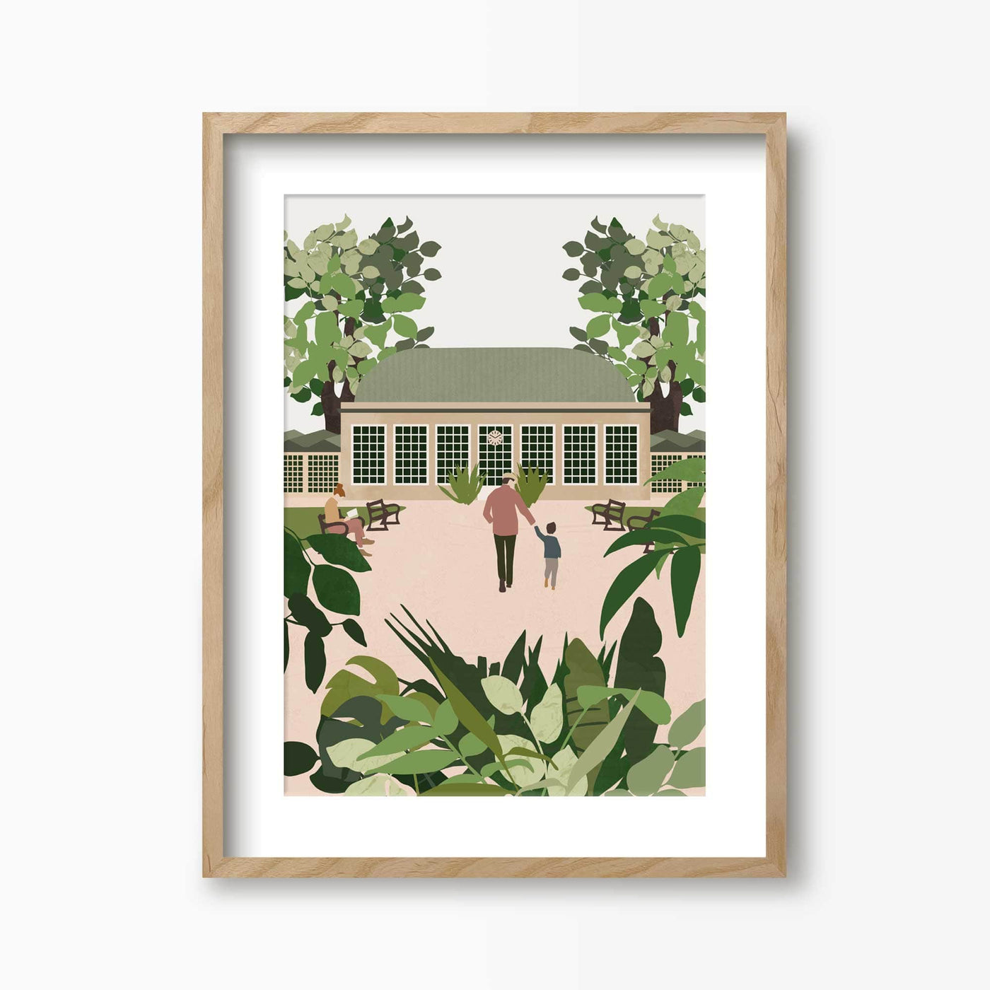 Green Lili 30x40cm (12x16") / Natural Frame + Mount Sheffield Botanical Gardens Print