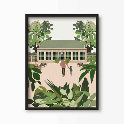 Green Lili 30x40cm (12x16") / Black Frame Sheffield Botanical Gardens Print
