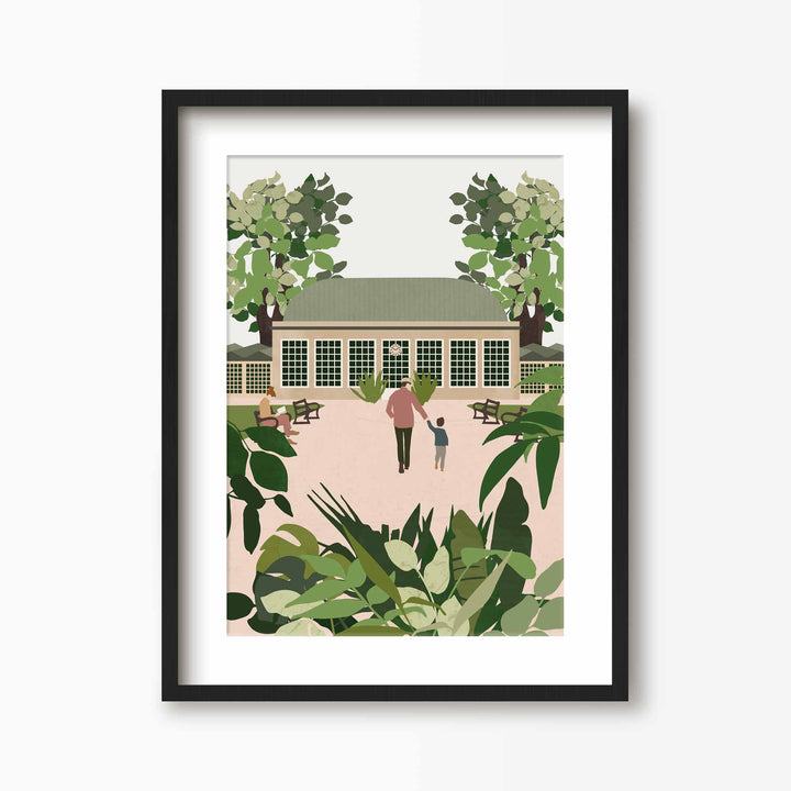 Green Lili 30x40cm (12x16") / Black Frame + Mount Sheffield Botanical Gardens Print