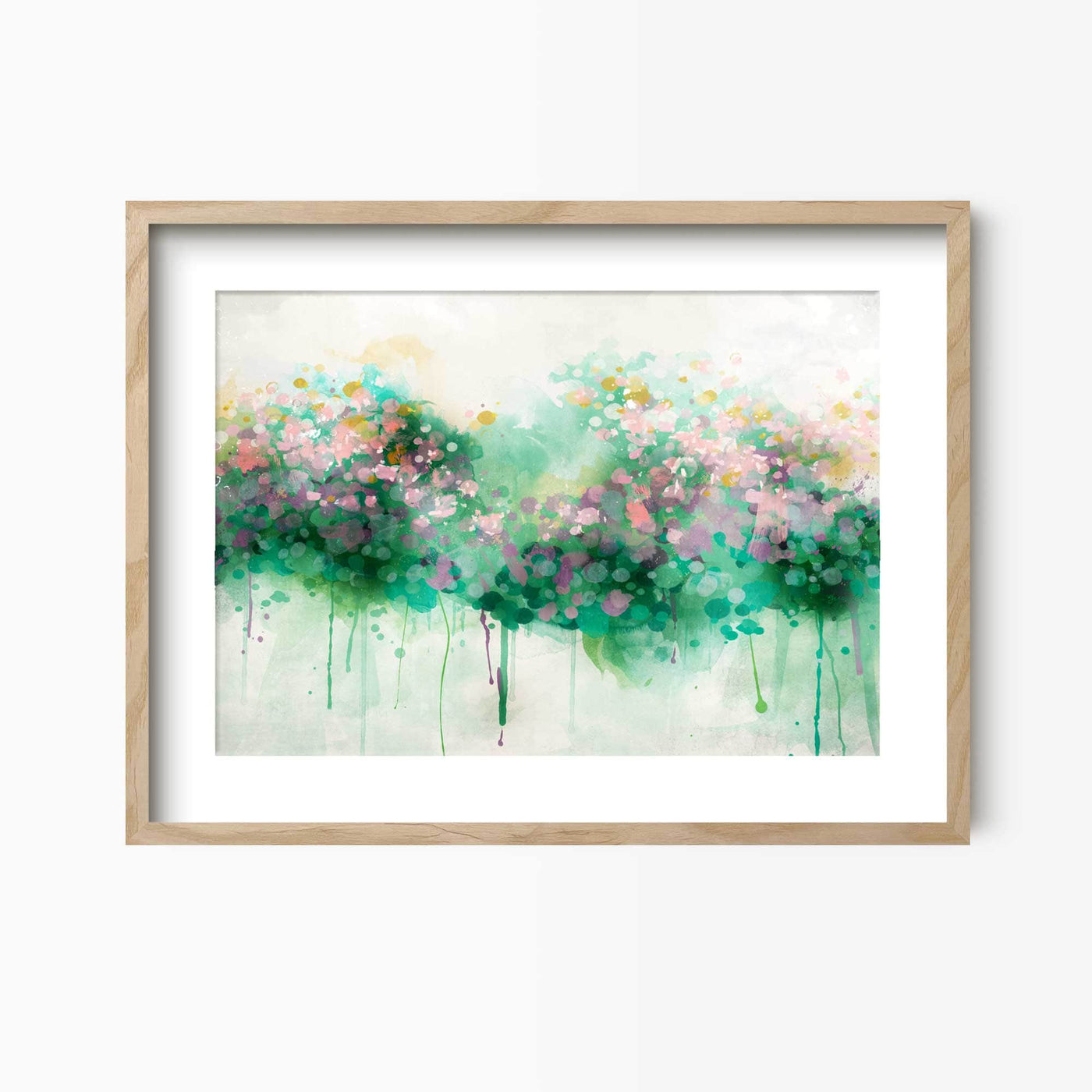 Green Lili 30x40cm (12x16") / Natural Frame + Mount Spring Bloom Abstract Floral Art Print