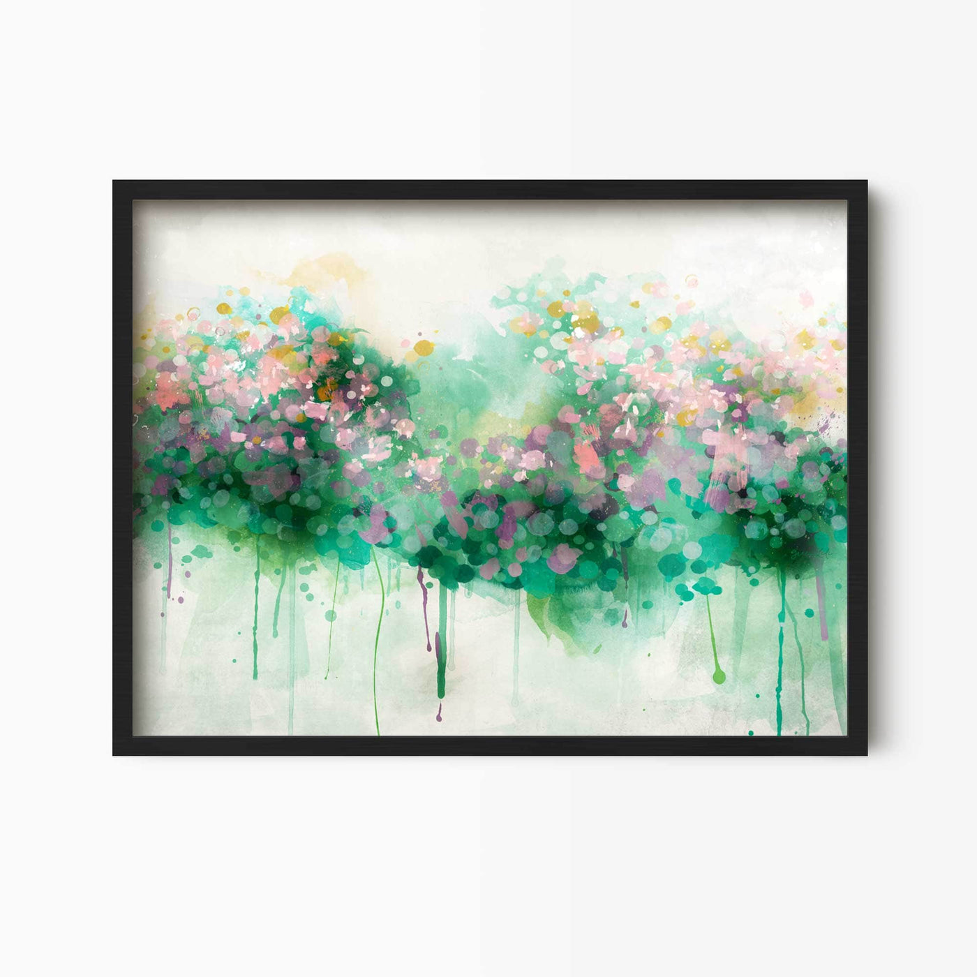 Green Lili 30x40cm (12x16") / Black Frame Spring Bloom Abstract Floral Art Print