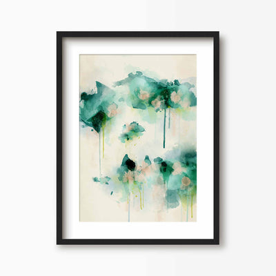 Green Lili 30x40cm (12x16") / Black Frame + Mount Spring Dream Abstract Floral Art Print