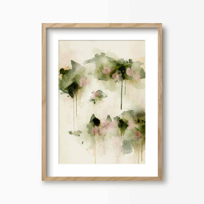 Green Lili 30x40cm (12x16") / Natural Frame + Mount Summer Days Abstract Floral Print