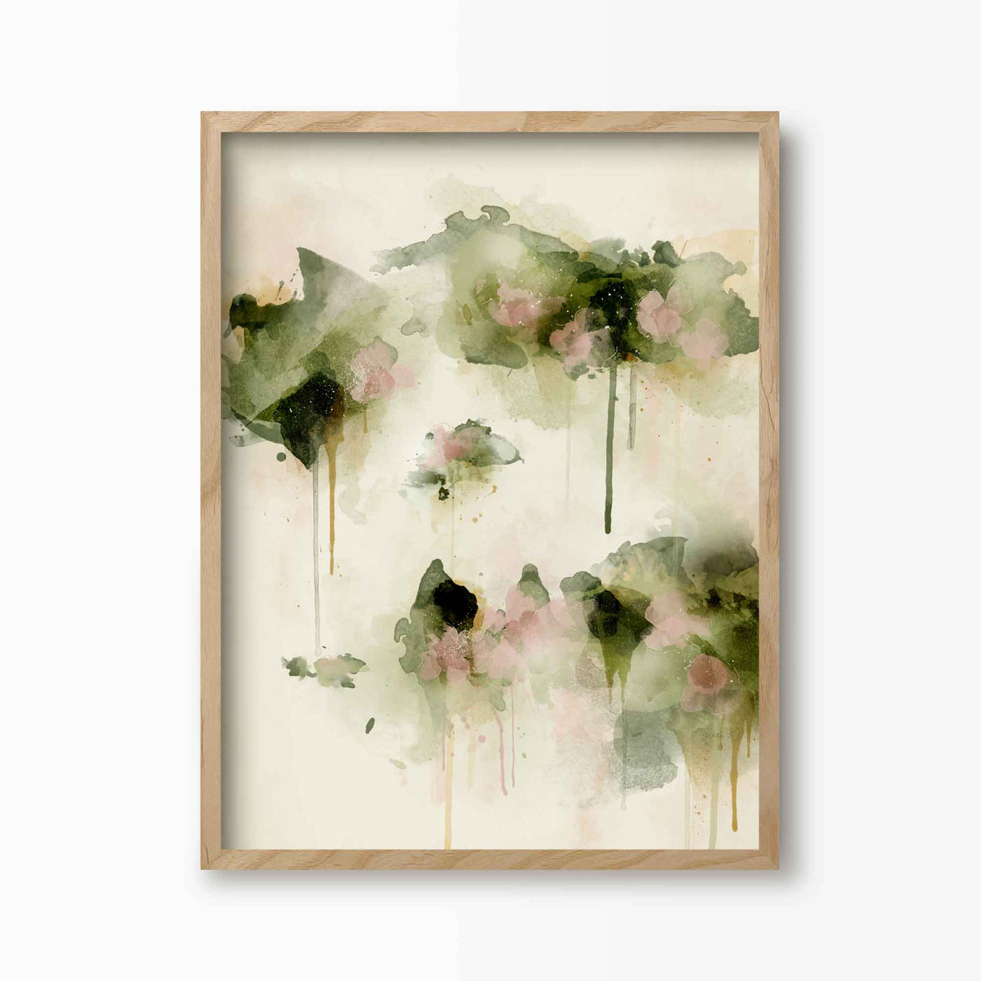 Green Lili 30x40cm (12x16") / Natural Frame Summer Days Abstract Floral Print
