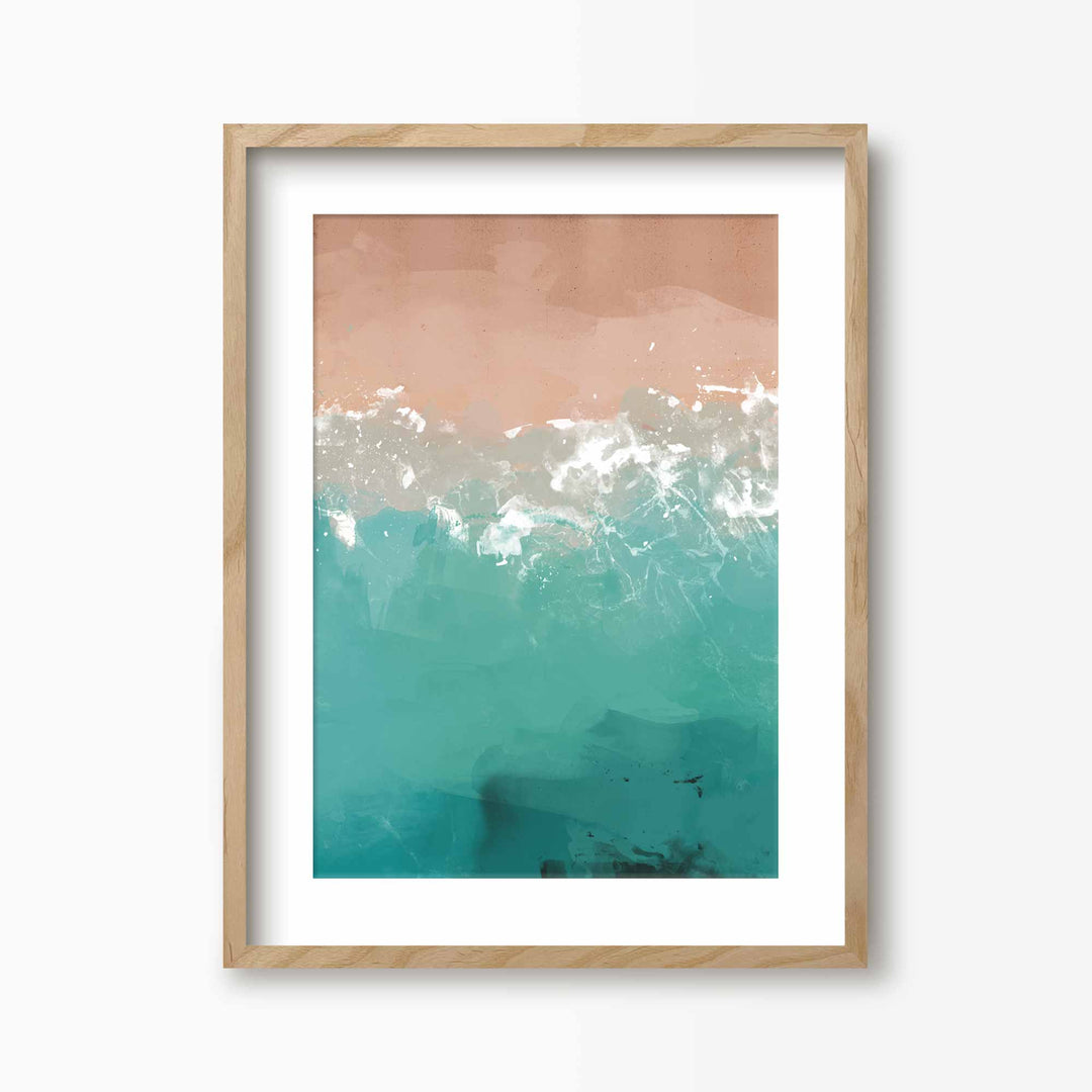 Green Lili 30x40cm (12x16") / Natural Frame + Mount Summer Dreaming Ocean Print
