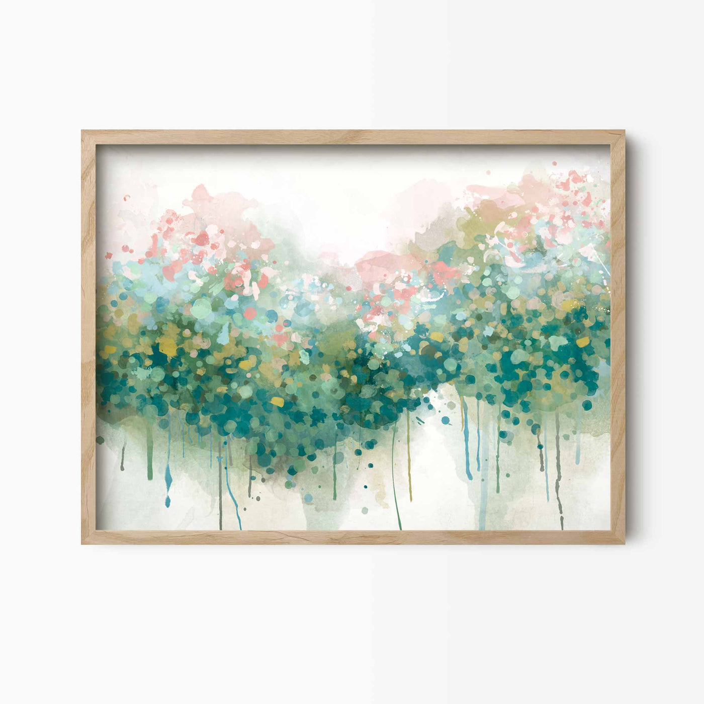 Green Lili 30x40cm (12x16") / Natural Frame The Real Teal Abstract Floral Art Print