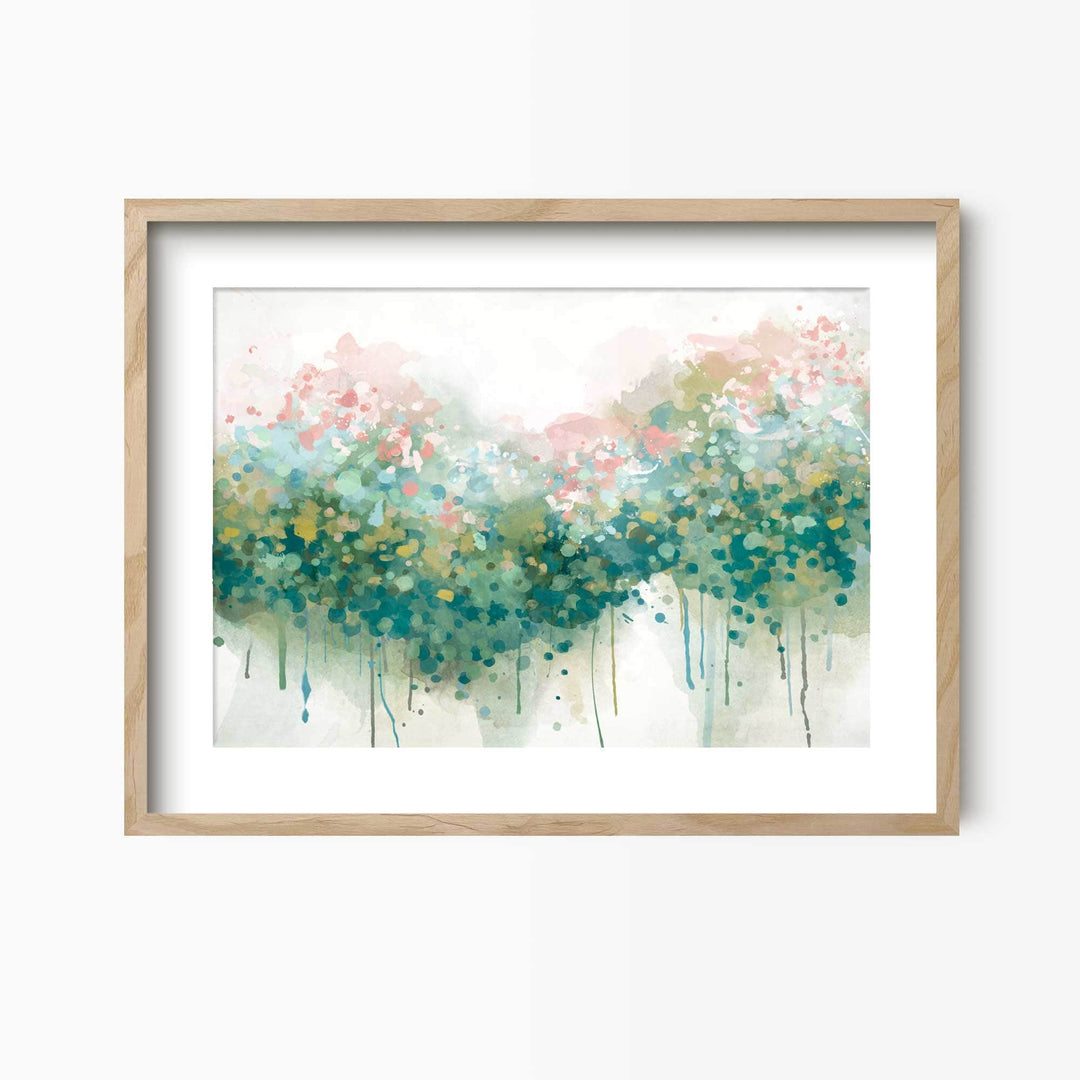 Green Lili 30x40cm (12x16") / Natural Frame + Mount The Real Teal Abstract Floral Art Print