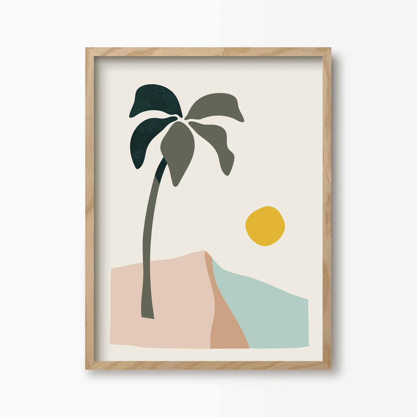 Green Lili 30x40cm (12x16") / Natural Frame Tropical Beach Art Print