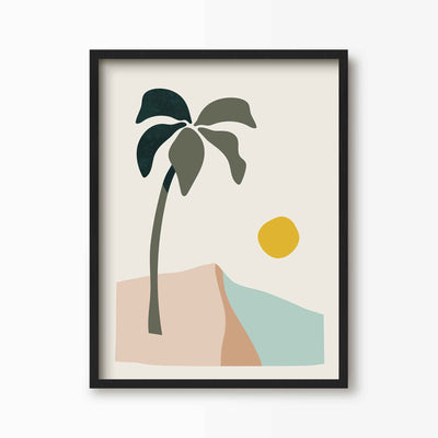 Green Lili 30x40cm (12x16") / Black Frame Tropical Beach Art Print
