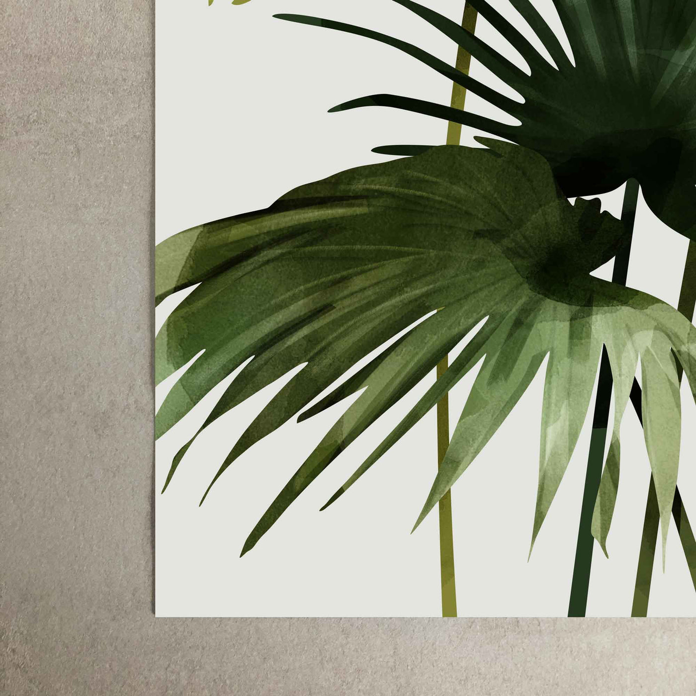 Green Lili Tropical Fan Palms Print