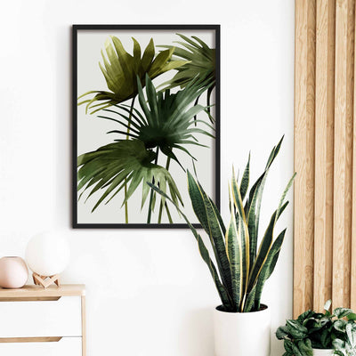 Green Lili 30x40cm (12x16") / Black Frame Tropical Fan Palms Print