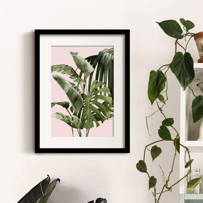 Green Lili 30x40cm (12x16") / Black Frame + Mount Tropical Paradise Palm Leaf Print