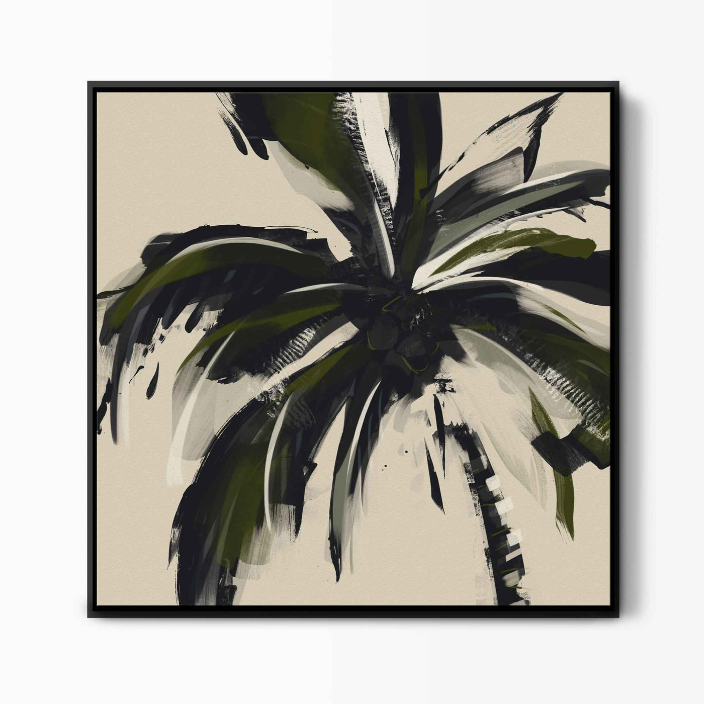Green Lili Under The Palms Framed Abstract Canvas