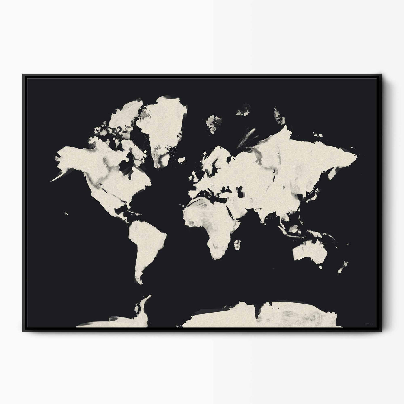 Green Lili Large / Dark World Map Framed Canvas Art